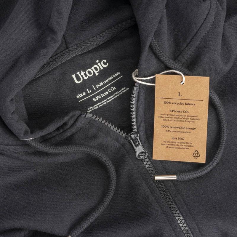 Tejido 100% regenerado. Sudadera unisex con capucha