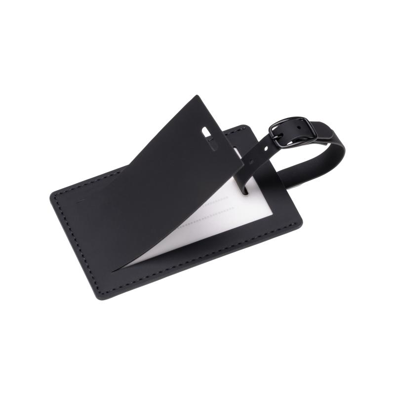 Etiqueta de equipaje de PU blando. Con tarjeta interior para nombre y datos de contacto