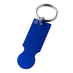 Llavero de aluminio reciclado con ficha para carrito de la compra