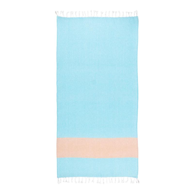 Toalla de playa de algodon reciclado 180 g/m2. Efecto jaspeado y flecos