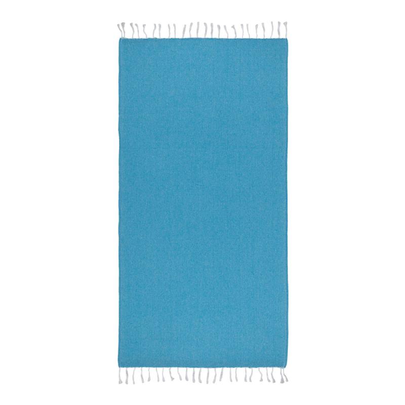 Toalla de playa de algodon reciclado 150 g/m2. Efecto melange y flecos