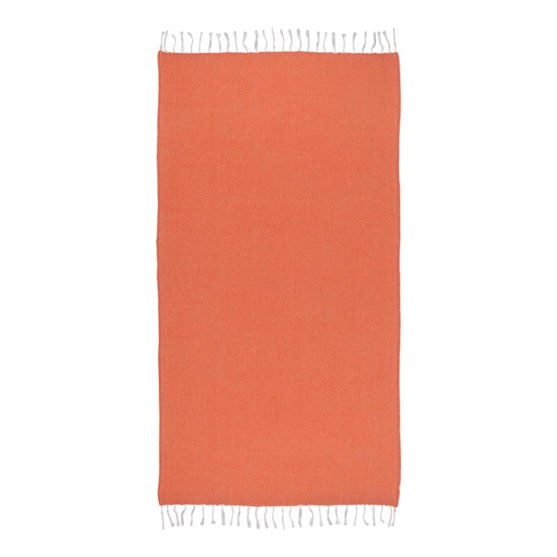 Toalla de playa de algodon reciclado 150 g/m2. Efecto melange y flecos