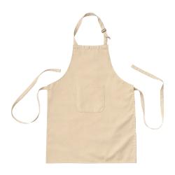 Delantal de cocina largo regulable en algodon y poliester. Bolsillo frontal