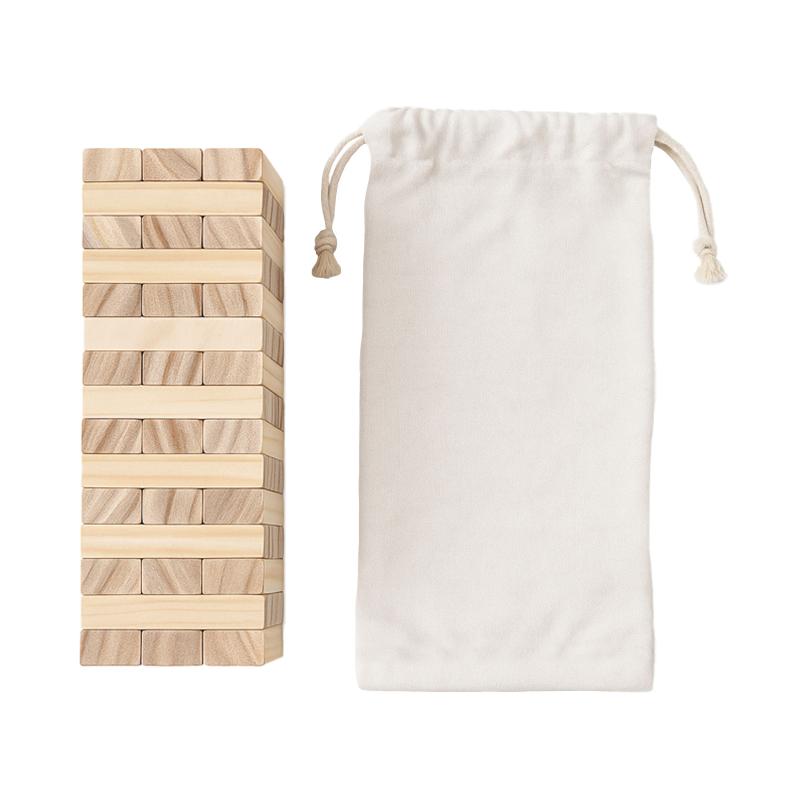 Torre reversible de madera, 54 bloques, con bolsa de algodón