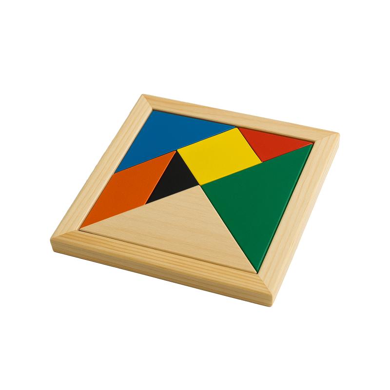 Juego de tangram de madera de colores, 7 piezas, con bolsa de algodón