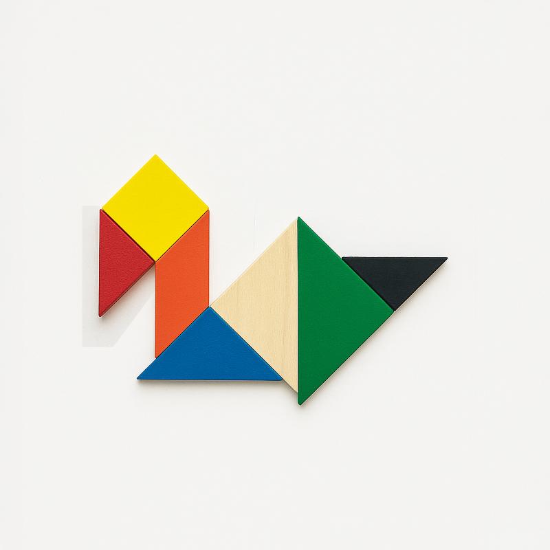 Juego de tangram de madera de colores, 7 piezas, con bolsa de algodón