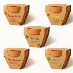 Maceta de terracota natural con turba y cápsula biodegradable con semillas