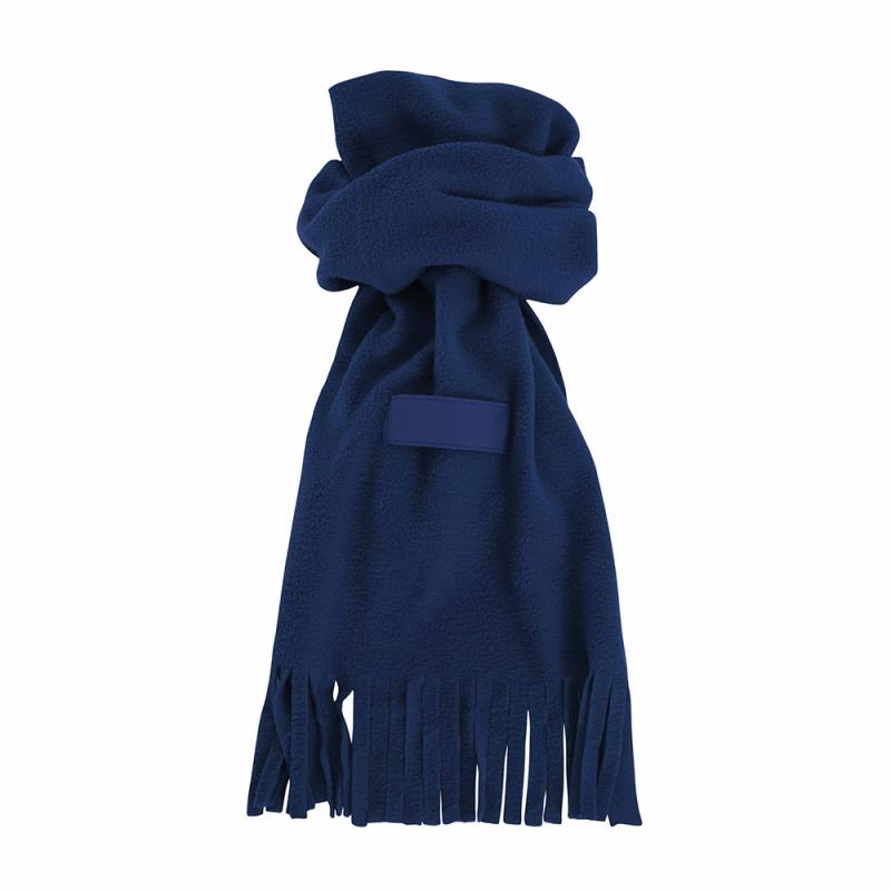 Bufanda de forro polar. Con flecos. Con etiqueta para personalizacion