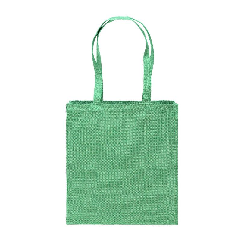 Bolsa shopper de algodon reciclado 300 g/m2 con efecto melange. Asas largas y fuelle