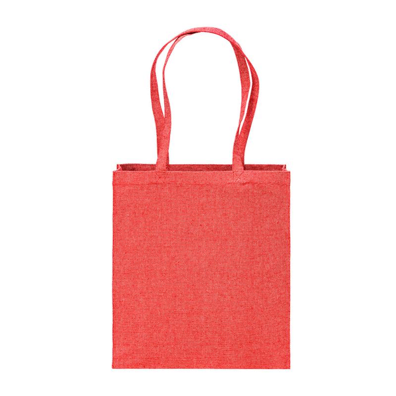 Bolsa shopper de algodon reciclado 300 g/m2 con efecto melange. Asas largas y fuelle