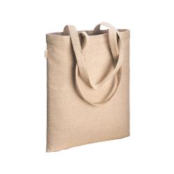 Bolsa shopper de algodon reciclado 300 g/m2 con efecto melange. Asas largas