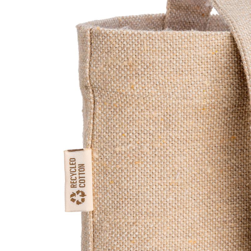 Bolsa shopper de algodon reciclado 300 g/m2 con efecto melange. Asas largas