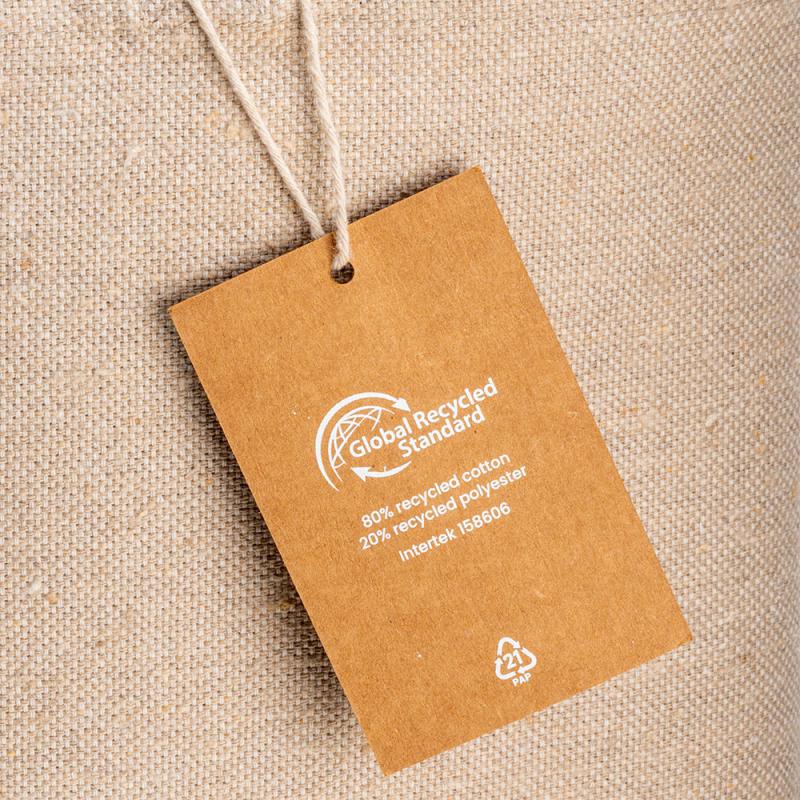 Bolsa shopper de algodon reciclado 300 g/m2 con efecto melange. Asas largas