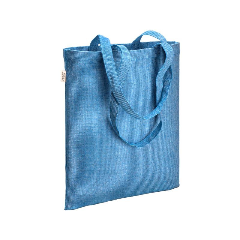 Bolsa shopper de algodon reciclado 300 g/m2 con efecto melange. Asas largas