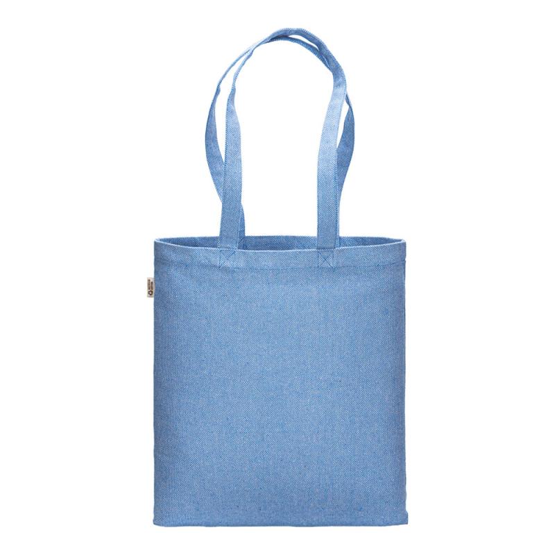 Bolsa shopper de algodon reciclado 300 g/m2 con efecto melange. Asas largas