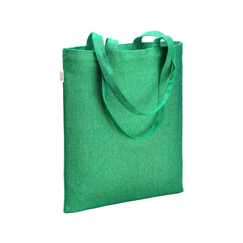 Bolsa shopper de algodon reciclado 300 g/m2 con efecto melange. Asas largas