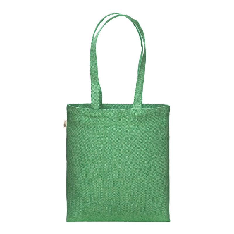 Bolsa shopper de algodon reciclado 300 g/m2 con efecto melange. Asas largas