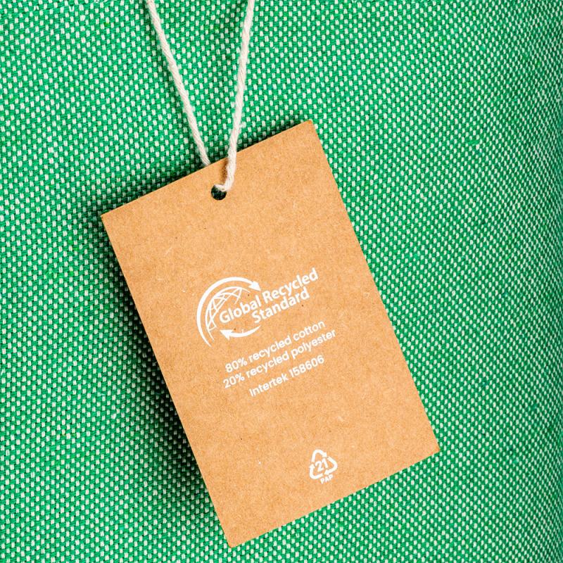 Bolsa shopper de algodon reciclado 300 g/m2 con efecto melange. Asas largas