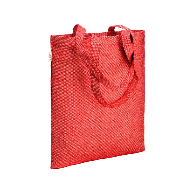 Bolsa shopper de algodon reciclado 300 g/m2 con efecto melange. Asas largas