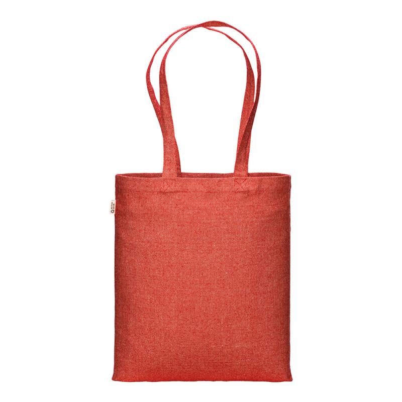 Bolsa shopper de algodon reciclado 300 g/m2 con efecto melange. Asas largas