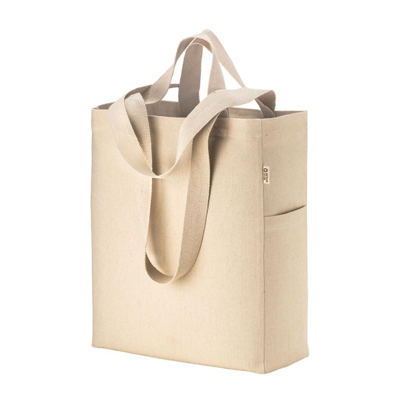 Bolsa tote de algodon canvas reciclado de 280 g/m2 con asas dobles y fuelle