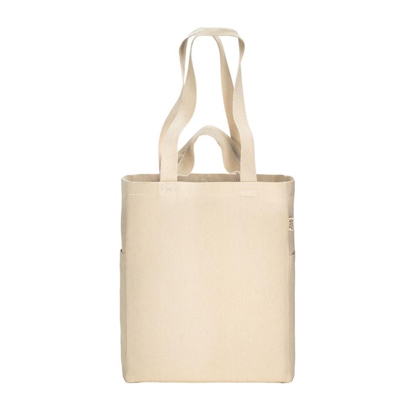 Bolsa tote de algodon canvas reciclado de 280 g/m2 con asas dobles y fuelle