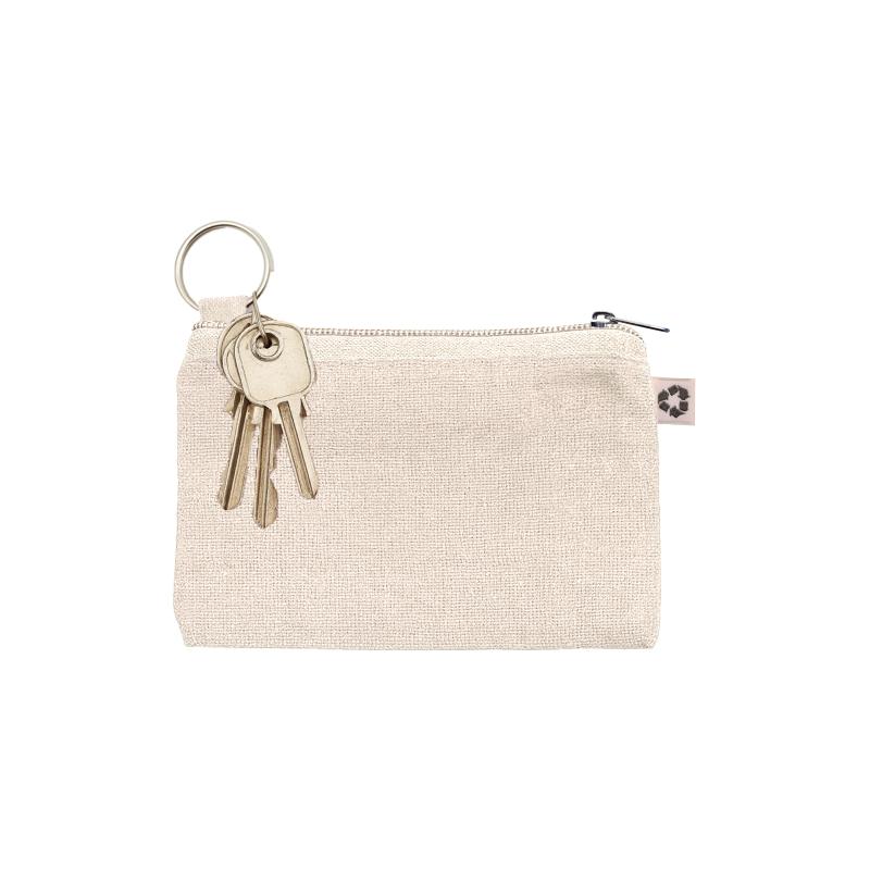 Stuche en algodon reciclado 220 g/m2 con anilla interna extraible para llaves