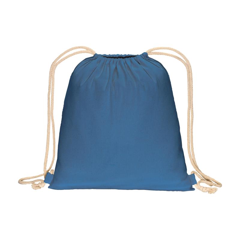 Mochila de color liso de algodón reciclado (140 g/m2). Cierre con doble cordón