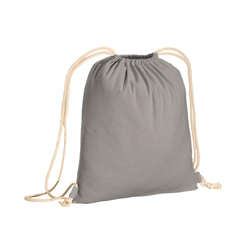 Mochila de color liso de algodón reciclado (140 g/m2). Cierre con doble cordón