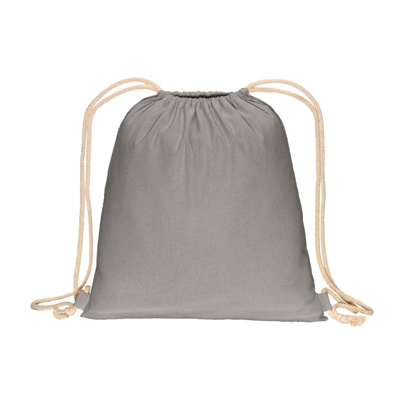 Mochila de color liso de algodón reciclado (140 g/m2). Cierre con doble cordón