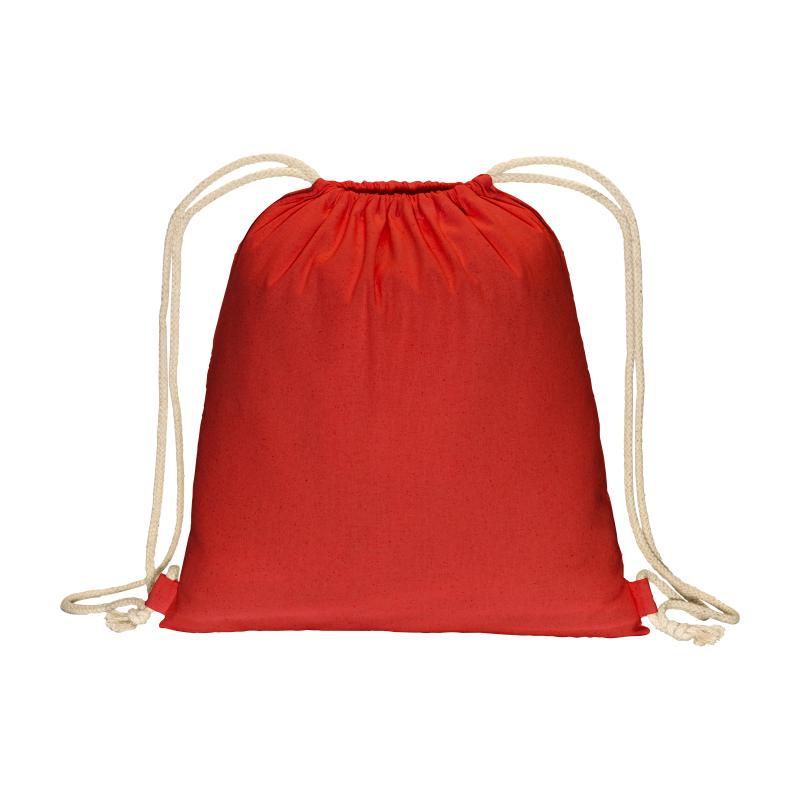 Mochila de color liso de algodón reciclado (140 g/m2). Cierre con doble cordón
