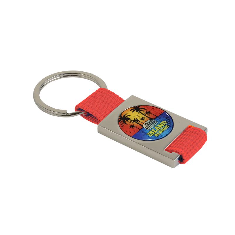 Llavero metal/nylon. Centro a personalizar con logotipo de resina