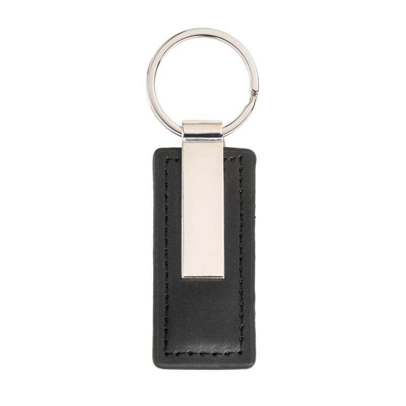 Llavero de PU con placa de metal cromado