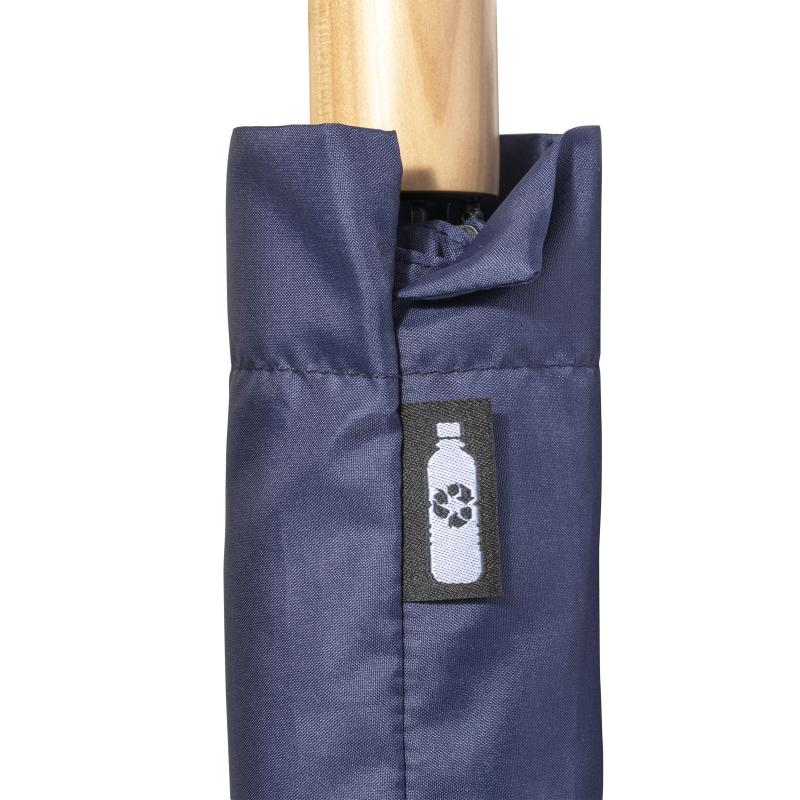 Mini paraguas de mano de R-PET con mango de madera