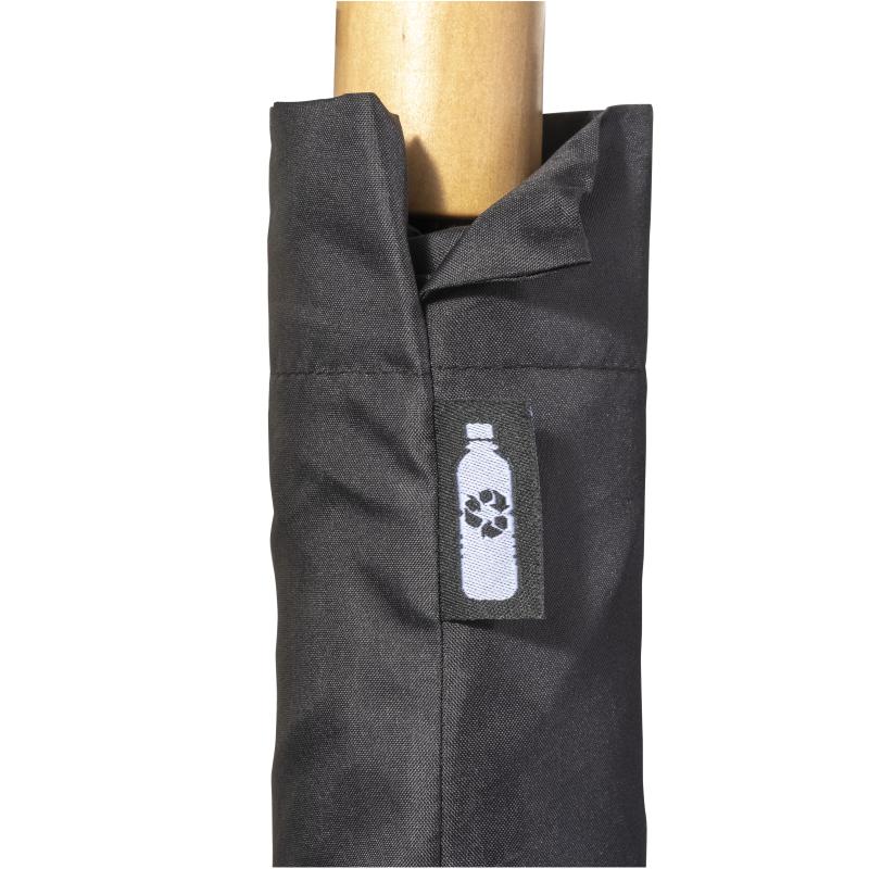 Mini paraguas de mano de R-PET con mango de madera