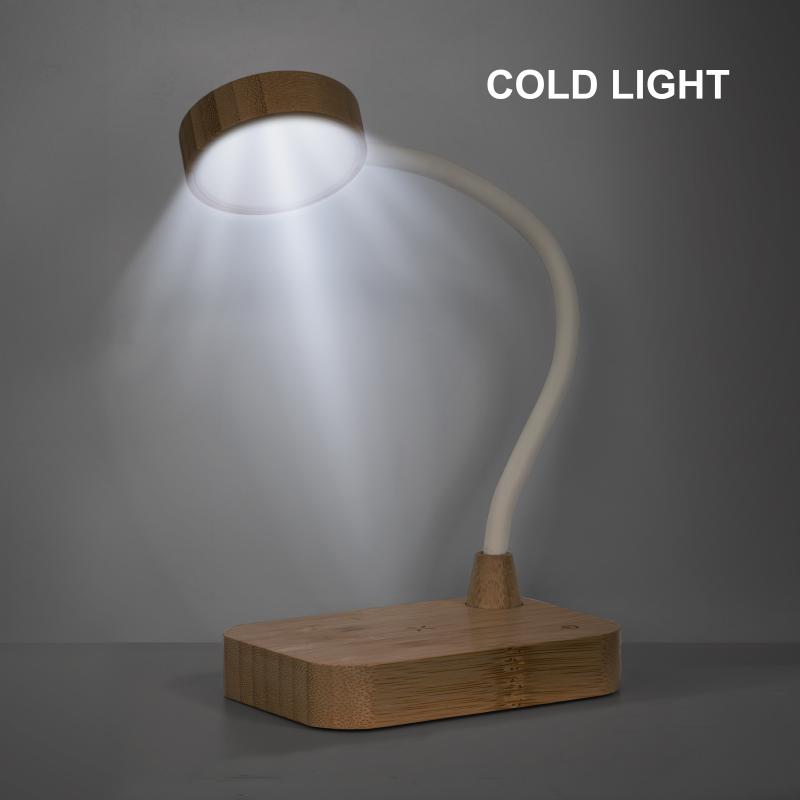 Lámpara de bambú multifunción con cargador inalámbrico de 15 W