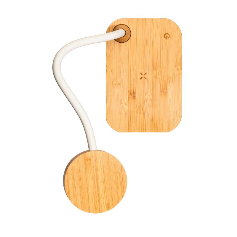 Lámpara de bambú multifunción con cargador inalámbrico de 15 W