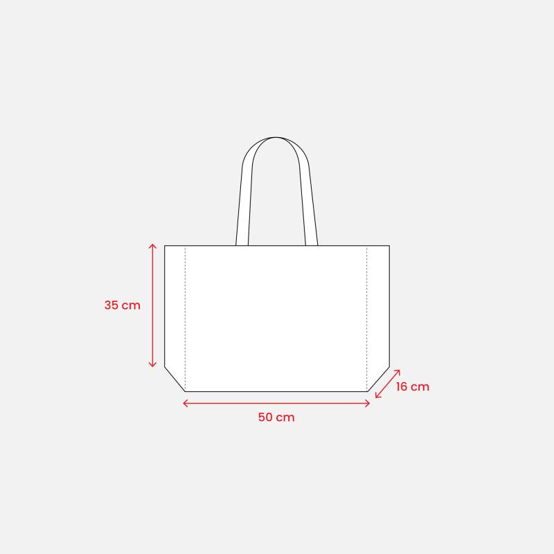Bolsa shopper fabricada en PET reciclado de 100 g/m2 (TNT R-PET) termosellado