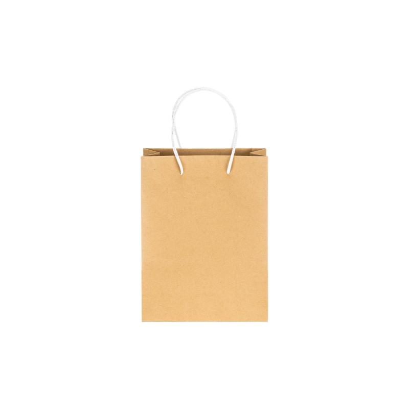 Bolsa de papel reciclado natural de 150 g/m2 con fuelle y asas cortas de color