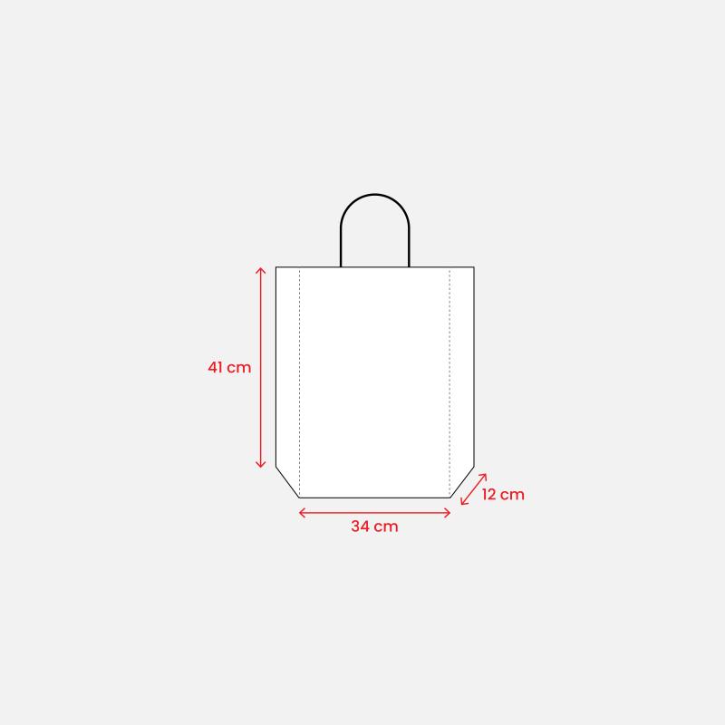 Bolsa de papel reciclado natural de 150 g/m2 con fuelle y asas cortas de color