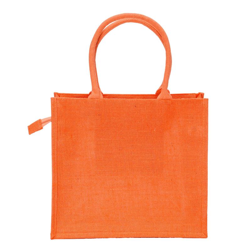 Bolsa de yute con asas de algodón. Equipada con cierre de cremallera