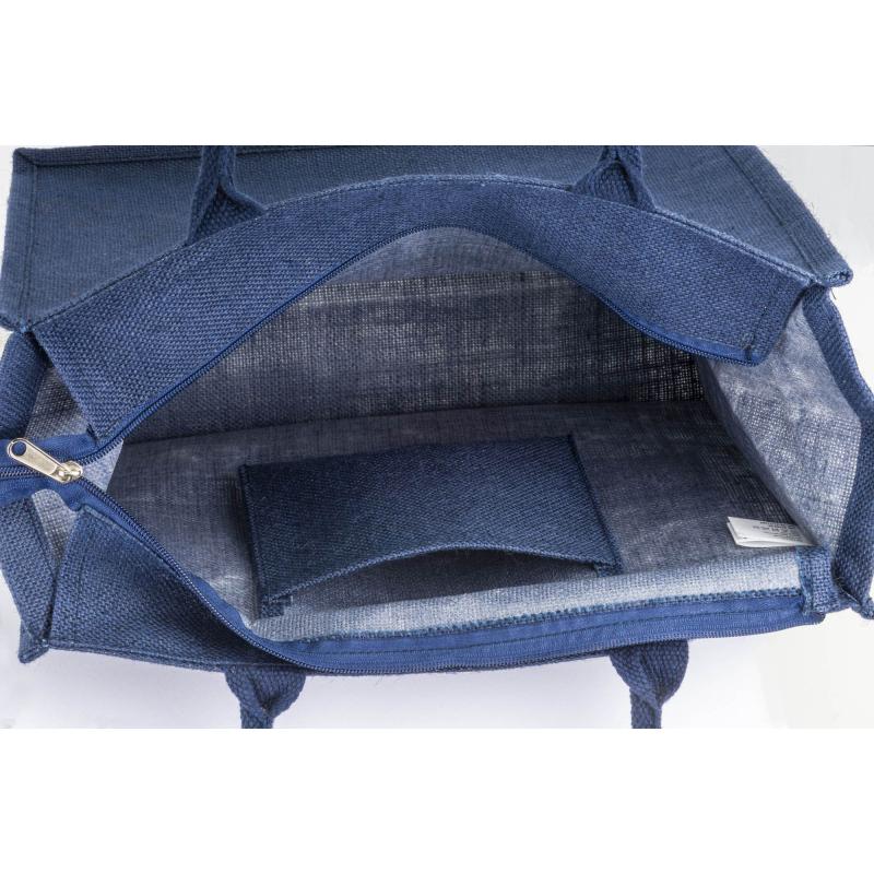 Bolsa de yute con asas de algodón. Equipada con cierre de cremallera