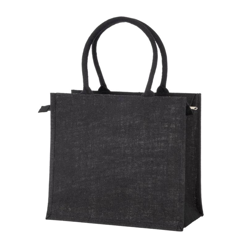 Bolsa de yute con asas de algodón. Equipada con cierre de cremallera