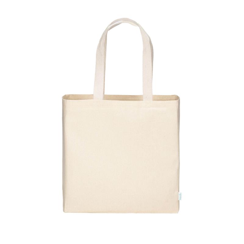 Maxi bolsa shopper de algodón reciclado de 280 g/m2 natural con asas de colores