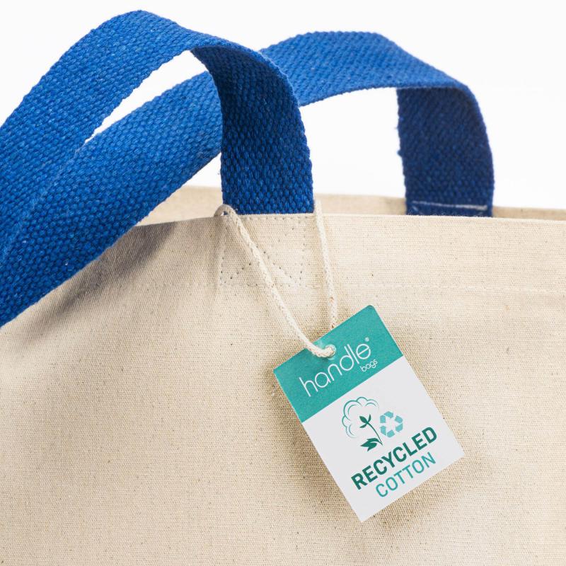 Maxi bolsa shopper de algodón reciclado de 280 g/m2 natural con asas de colores