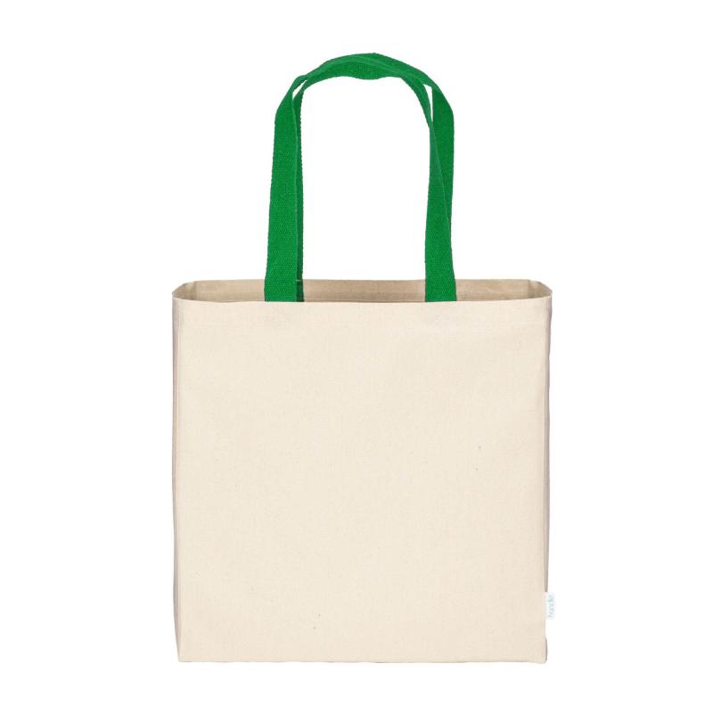 Maxi bolsa shopper de algodón reciclado de 280 g/m2 natural con asas de colores