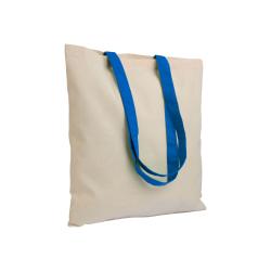 Bolsa shopper de algodón natural reciclado de 140 g/m2 con asas de colores