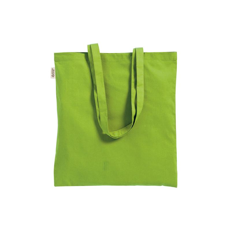 Bolsa shopper de color liso en algodón reciclado de 140 g/m2. Certificado GRS