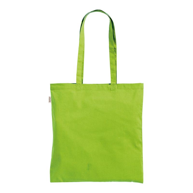 Bolsa shopper de color liso en algodón reciclado de 140 g/m2. Certificado GRS