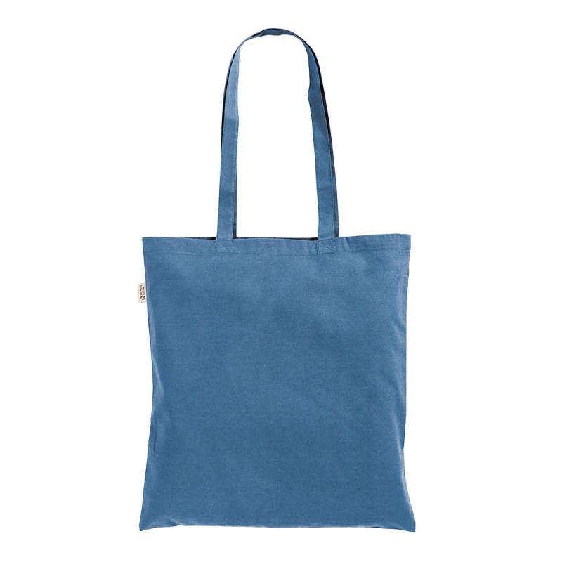 Bolsa shopper de color liso en algodón reciclado de 140 g/m2. Certificado GRS